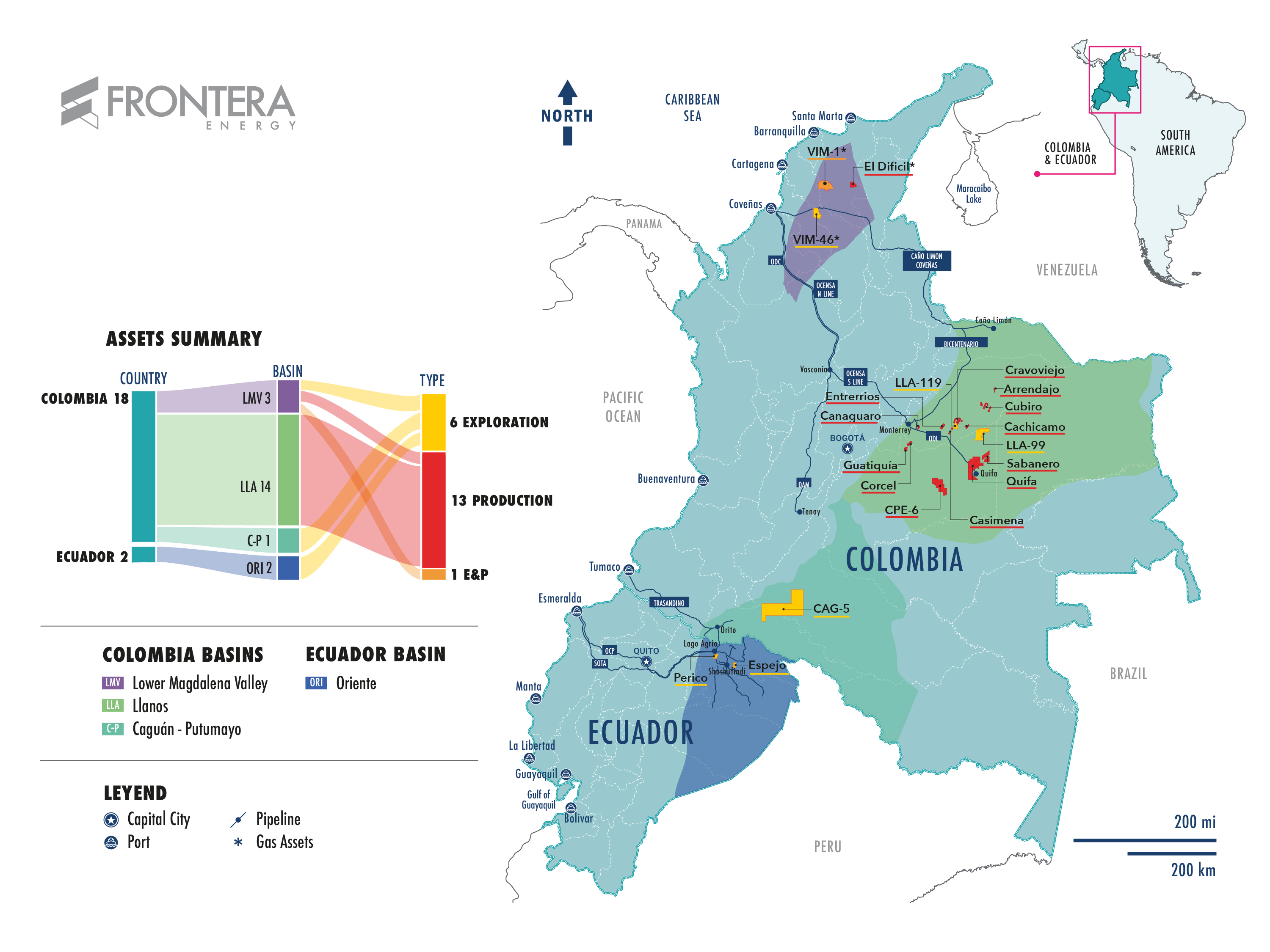 Mapa de Frontera Energy